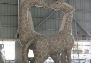 广西大理石艺术精美长颈鹿雕塑