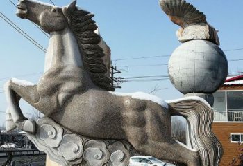 广西大理石马踏祥云石雕