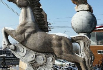 广西大理石马踏祥云雕塑