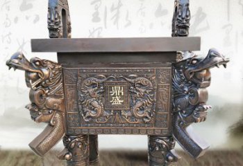 广西典雅双龙四龙铜鼎雕塑