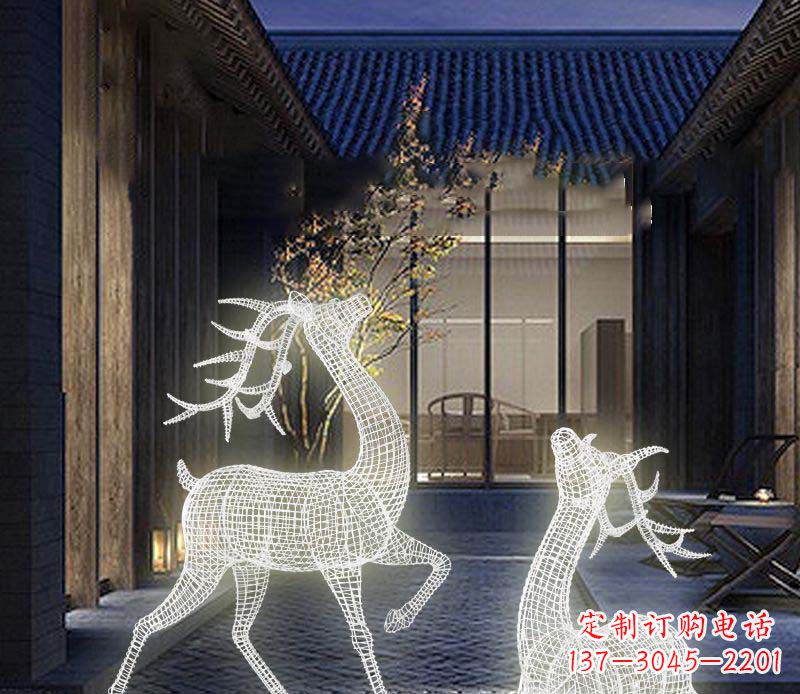 广西发光镂空梅花鹿景观雕塑