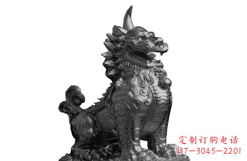 广西独角兽铜雕塑,精美细腻传统工艺