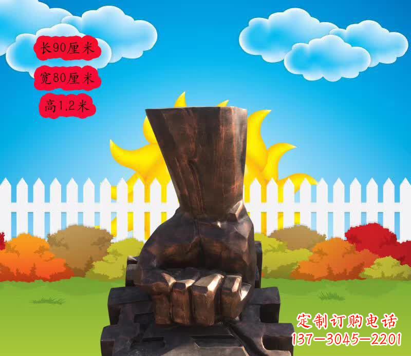 广西法治拳头铜雕