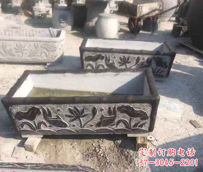 广西精美仿古石水缸雕塑