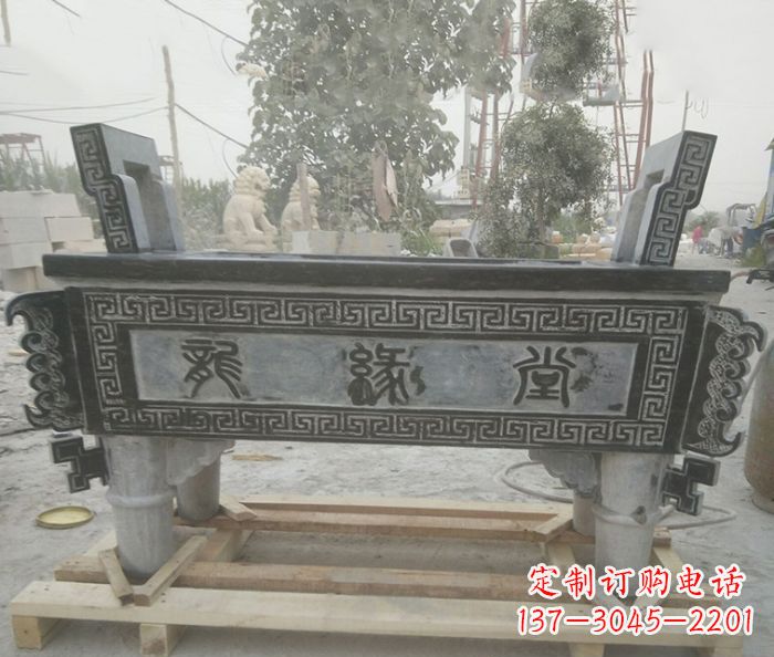 广西方形四足香炉石雕艺术品