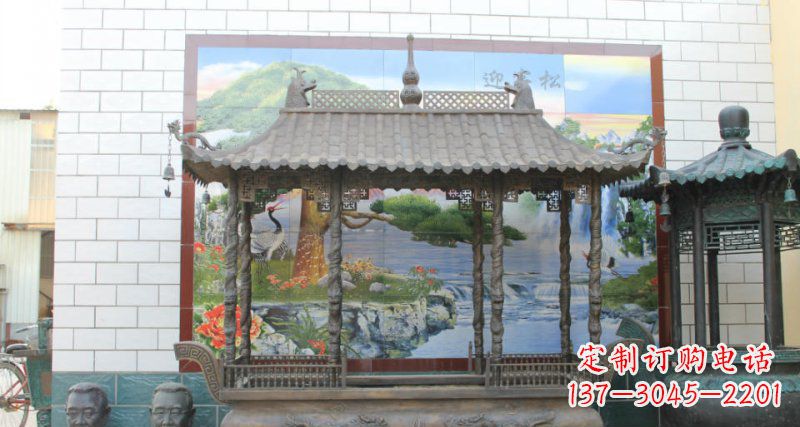 广西方形香炉寺庙铜雕 (2)