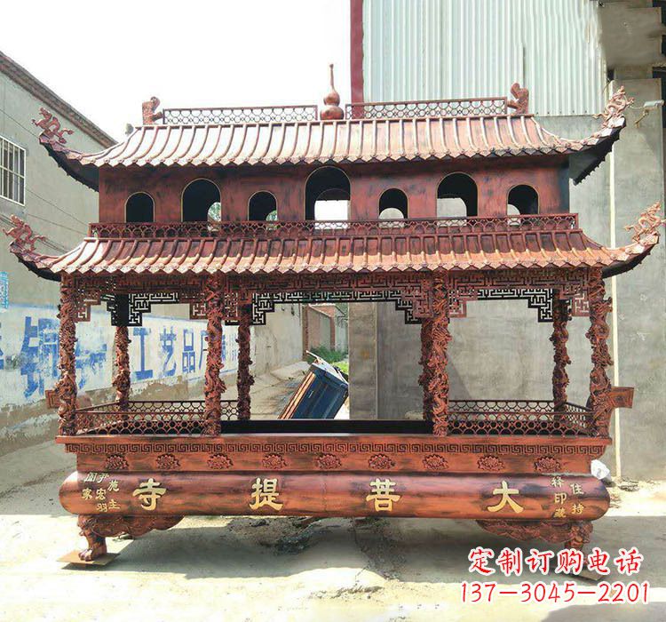 广西方形铜定制香炉雕塑