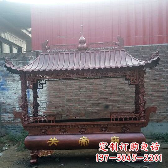 广西方形香炉铜雕塑,精美香炉雕塑