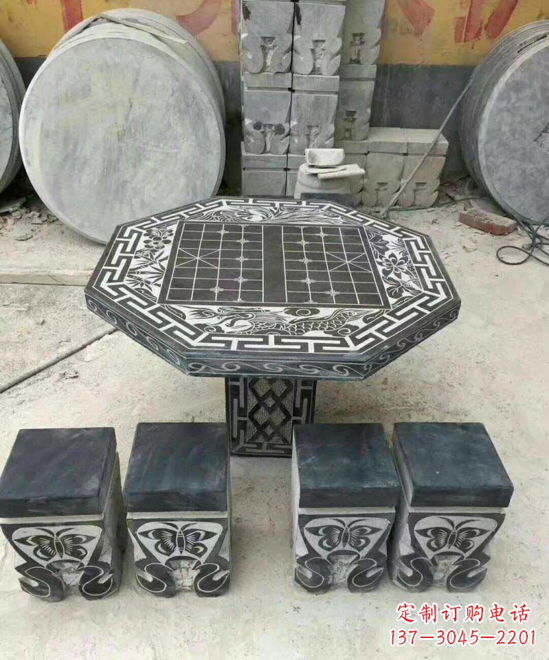 广西仿古石桌凳雕塑