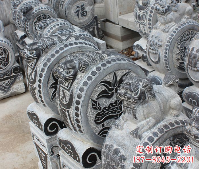 广西传统风格抱鼓石招财门墩雕塑