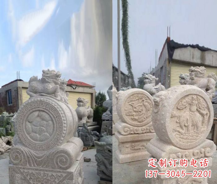 广西仿古抱鼓石门墩雕塑