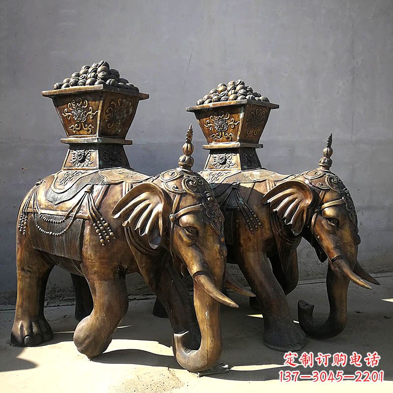 广西中领雕塑-传承传统,大象铜雕精美古典