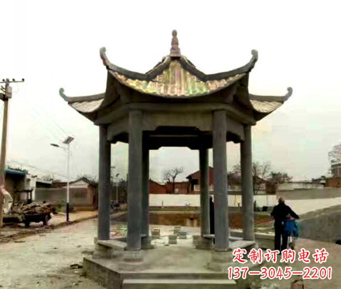 广西仿古六角凉亭石雕 (3)