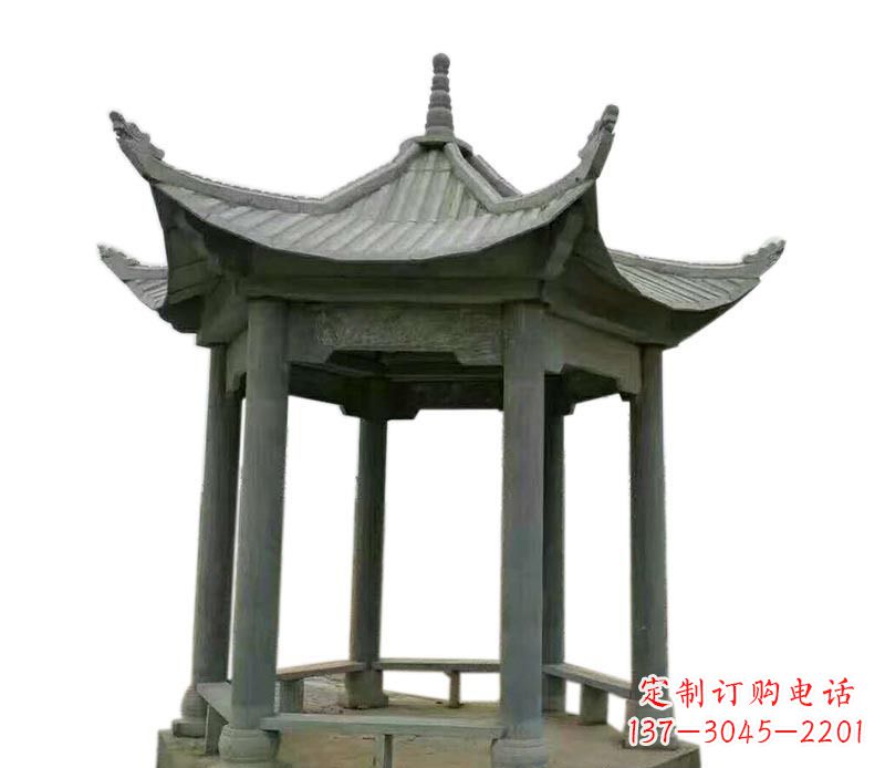 广西仿古六角凉亭石雕 (2)