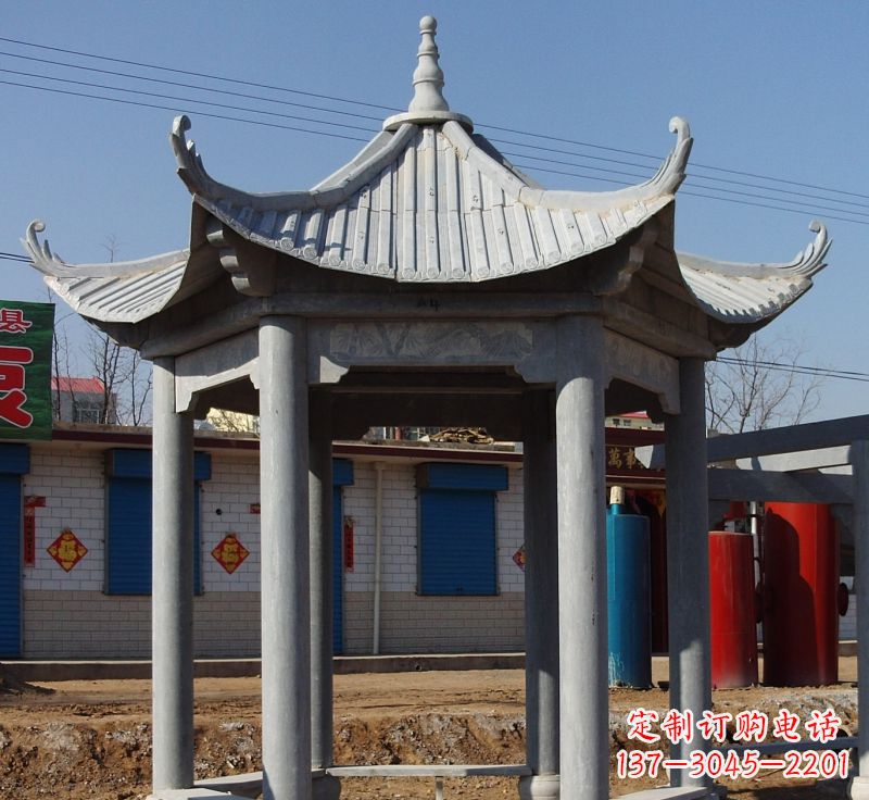 广西仿古六角凉亭石雕 (6)