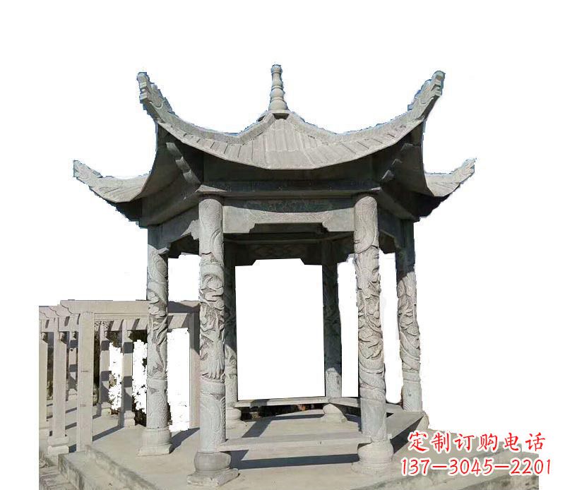 广西仿古六角凉亭石雕 (10)