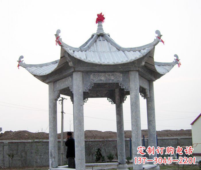 广西仿古六角石雕凉亭