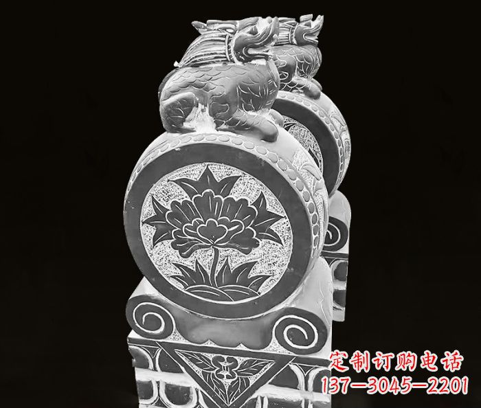 广西仿古麒麟抱鼓石镇宅石门墩