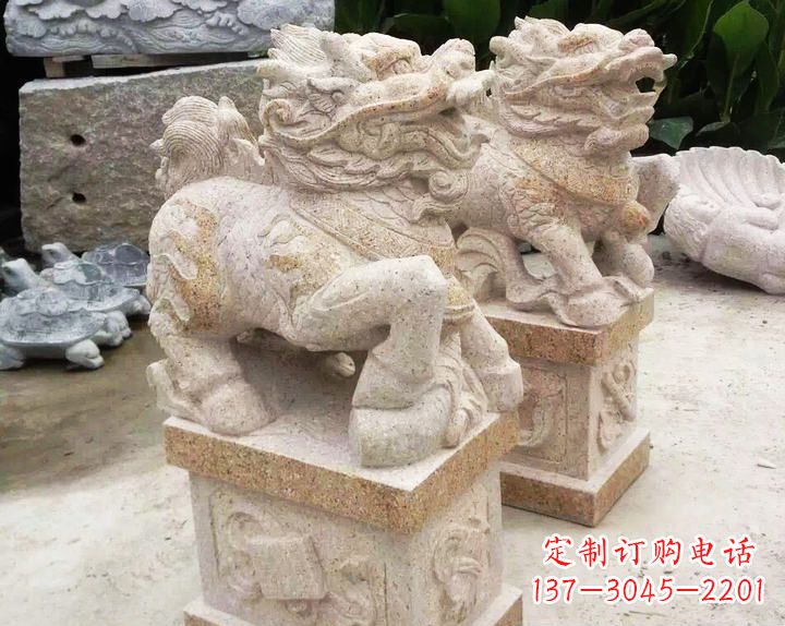 广西仿古麒麟门口镇宅石雕