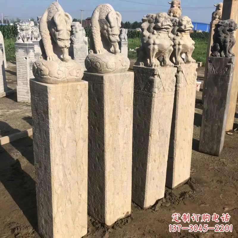广西仿古麒麟貔貅栓马柱