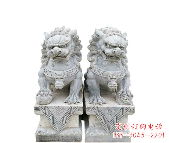 广西仿古瑞兽狮子石雕 (2)