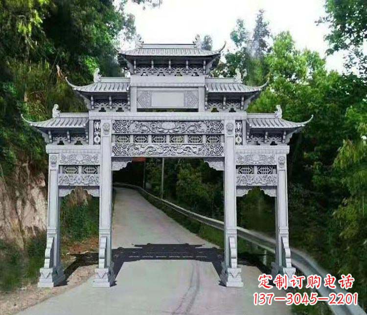 广西仿古三门牌坊石雕