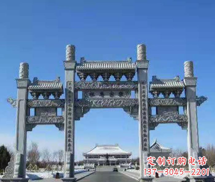 广西仿古三门石牌坊 (2)