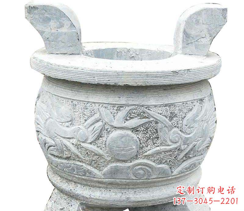 广西仿古三足香炉石雕 (2)