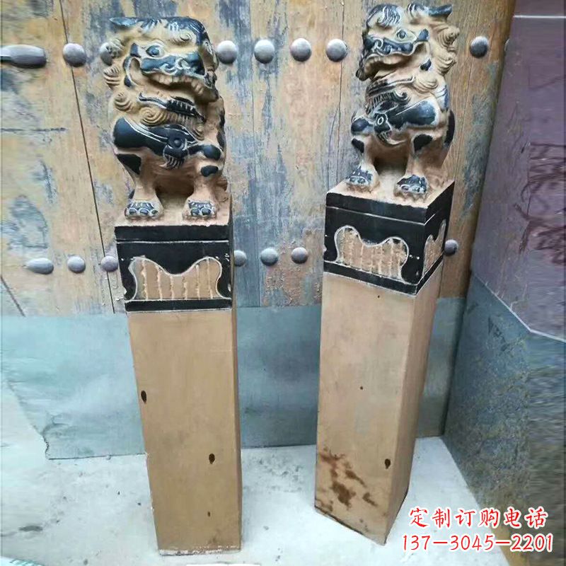 广西仿古狮子拴马桩
