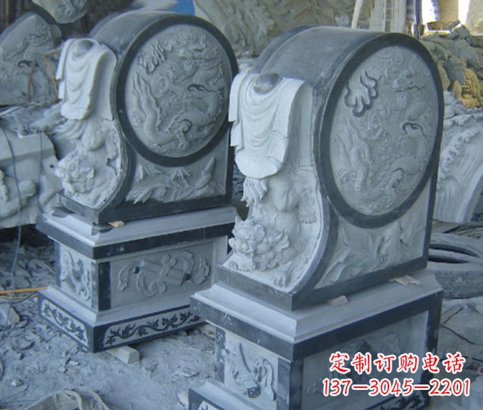 广西仿古石门墩招财抱鼓石雕塑