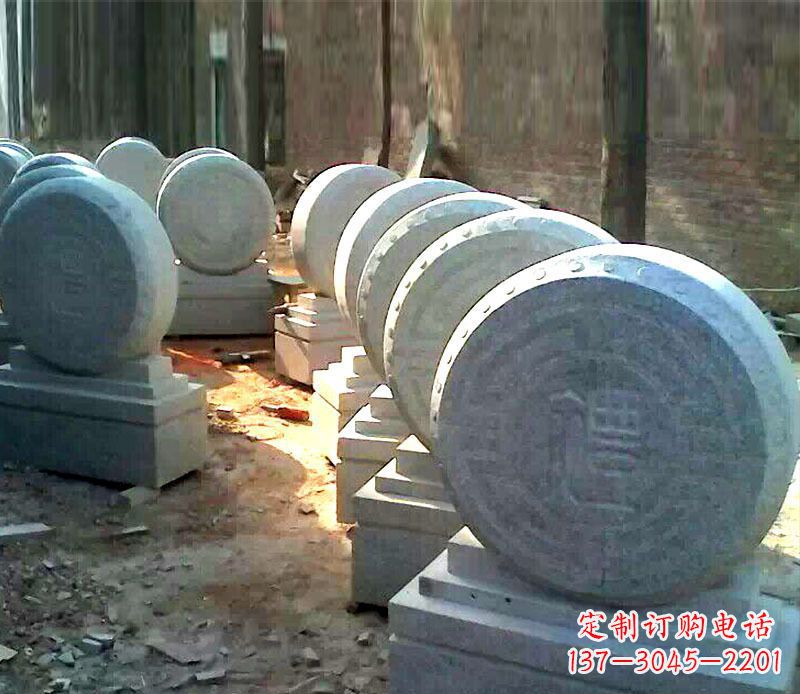 广西仿古石门墩招财抱鼓石雕