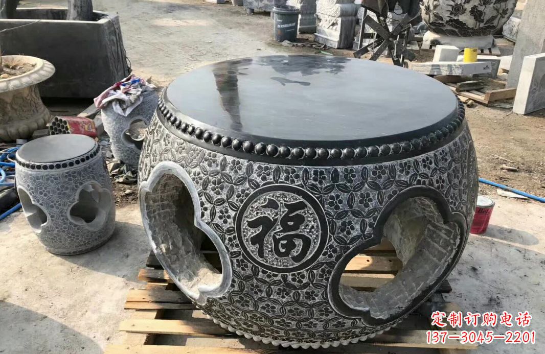 广西中领雕塑 | 精美仿古石桌凳雕塑