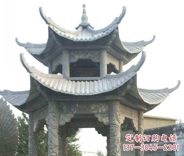 广西仿古双层石雕凉亭