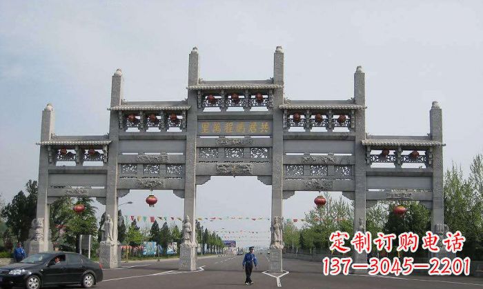 广西精美仿古石雕牌坊雕塑