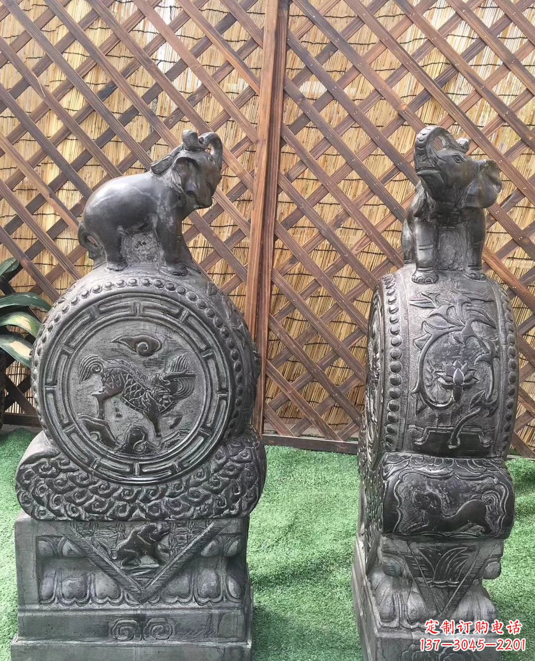 广西仿古小象抱鼔石
