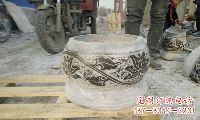 广西仿古圆形水缸石雕 (4)