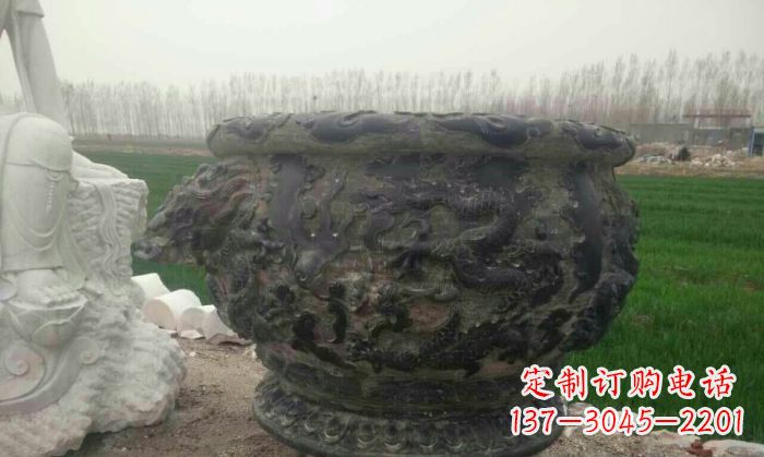 广西仿古圆形水缸石雕 (2)