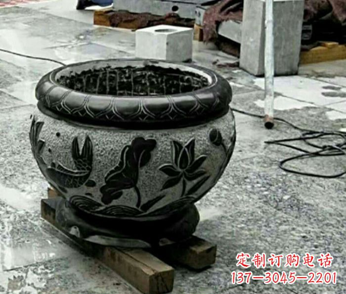 广西仿古招财水缸石雕 (2)