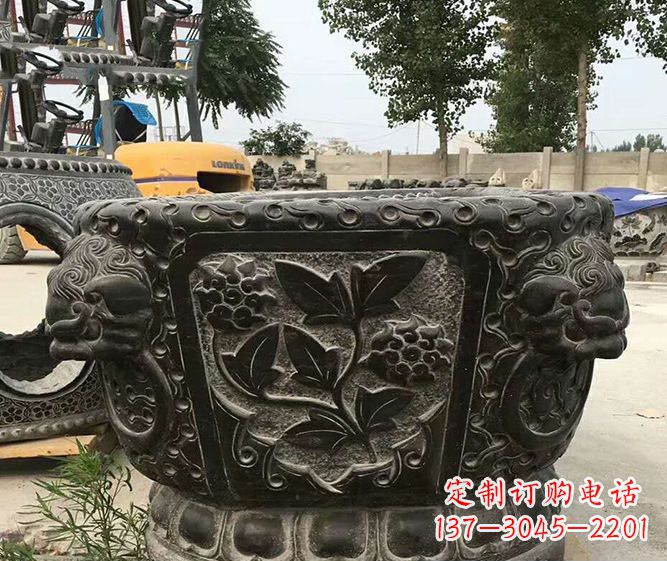 广西仿古招财水缸石雕 (3)