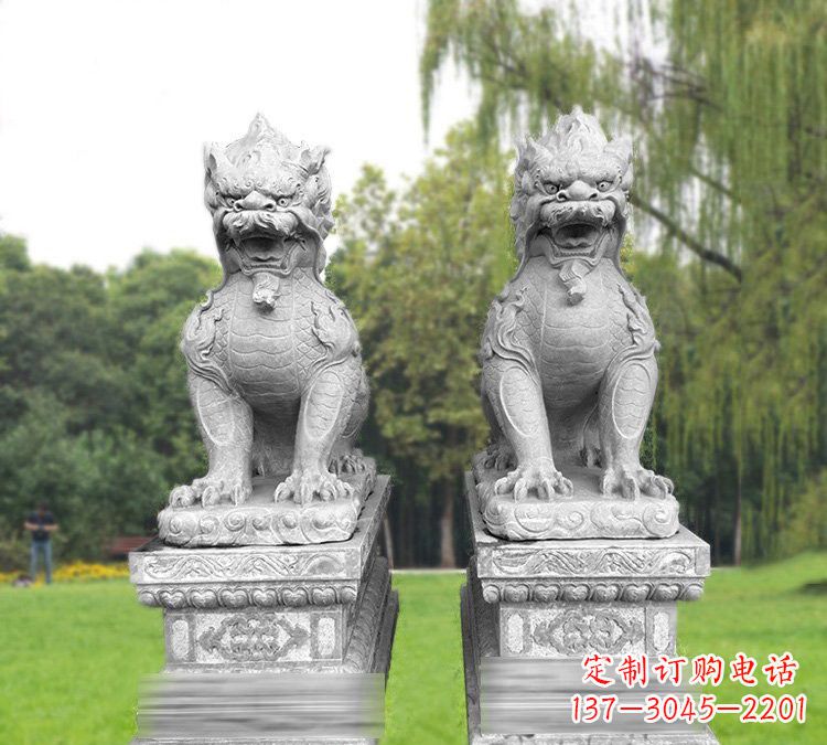 广西仿古坐式麒麟石雕