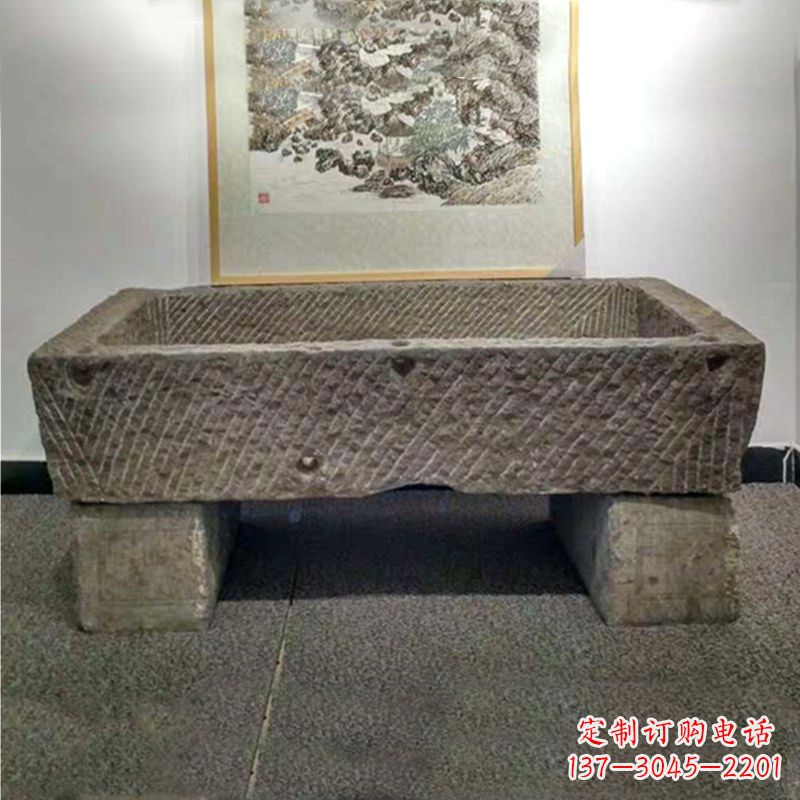 广西仿古做旧石槽雕塑