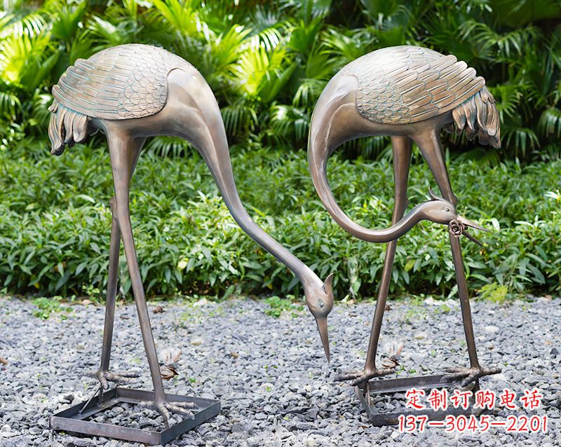 广西传统文化铸造仙鹤雕塑