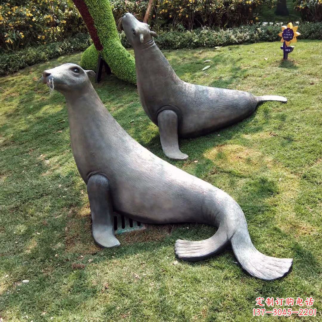 广西精美玻璃钢海豹雕塑