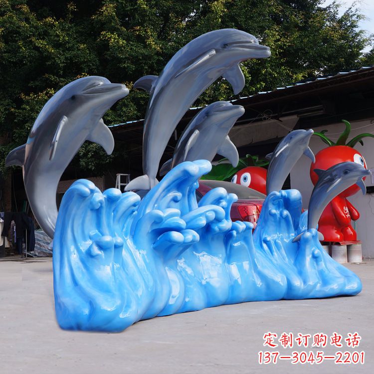 广西艺术精美的海豚玻璃钢雕塑