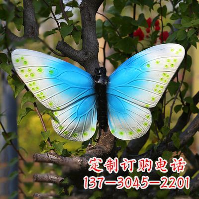 广西精致风韵，蓝白蝴蝶雕塑