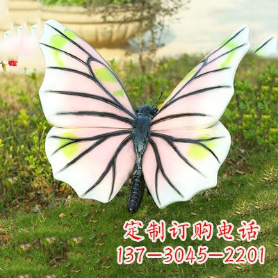 广西浅粉白色仿真蝴蝶雕塑