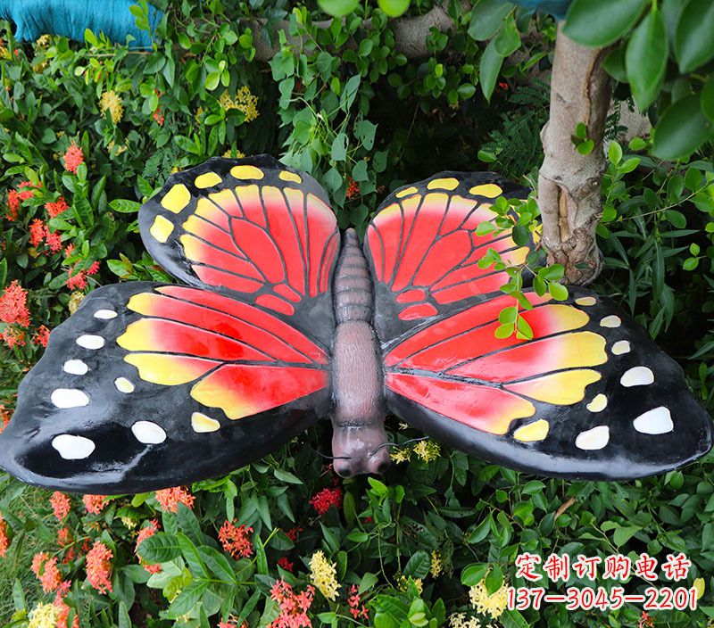 广西仿真蝴蝶摆草地动物雕塑摆件
