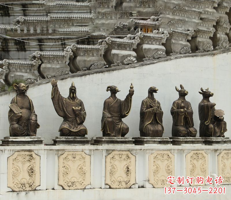 广西十二生肖铜雕塑定制