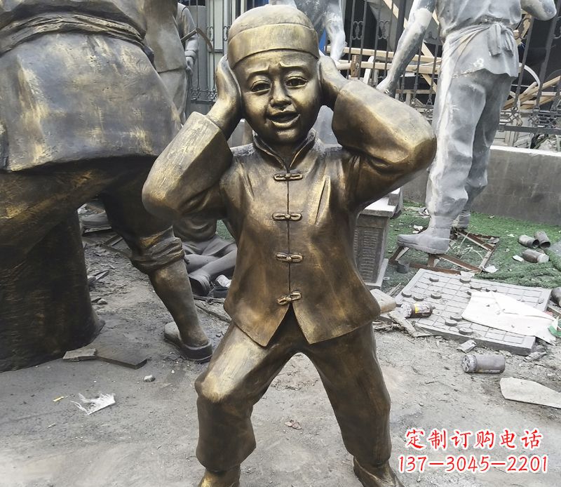 广西儿童放鞭炮铜雕