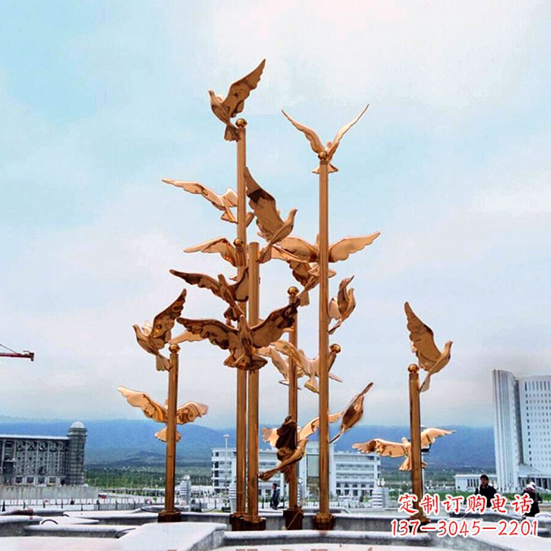 广西中领雕塑传承祥和和平的和平鸽雕塑